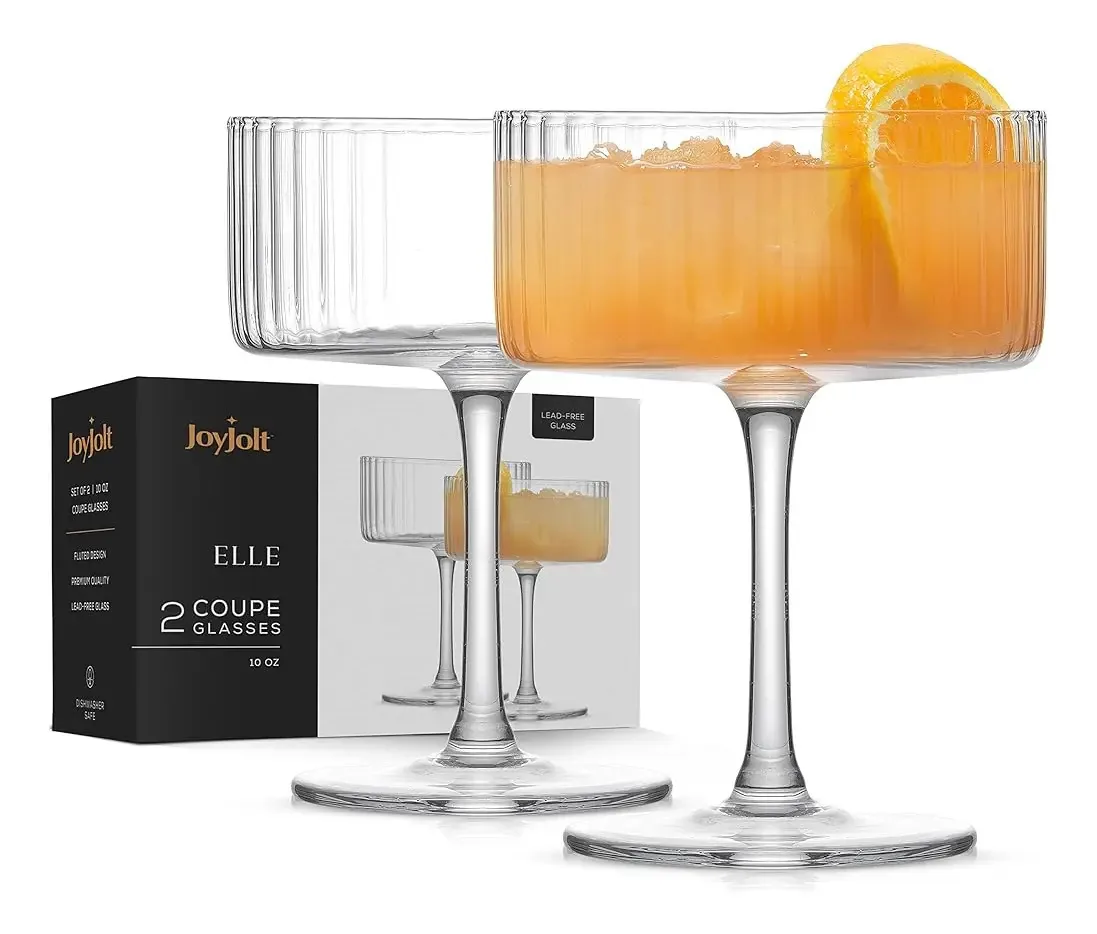 Copos com nervuras Joyjolt: conjunto de 2 copos Coupe D