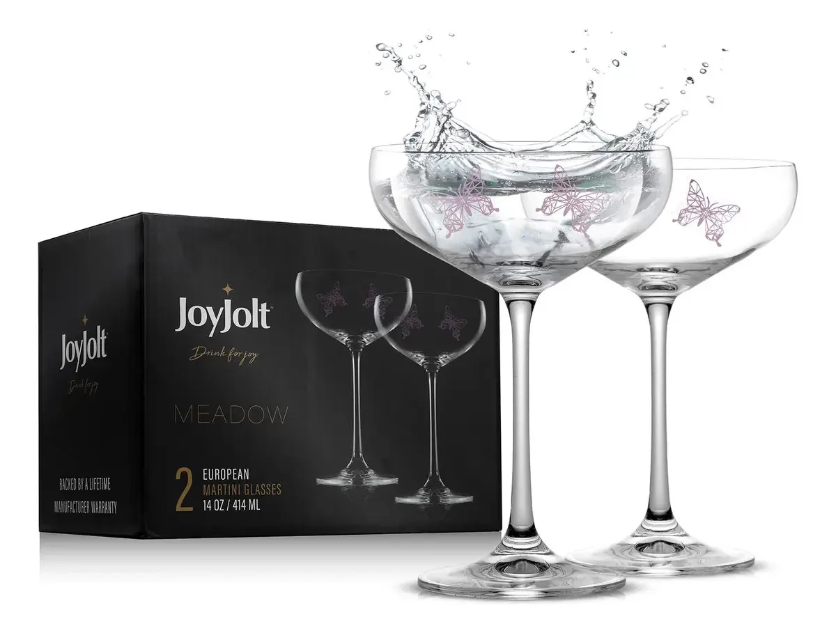 JoyJolt Crystal Martini Copos - Conjunto de 2 Copos de 14 Onças