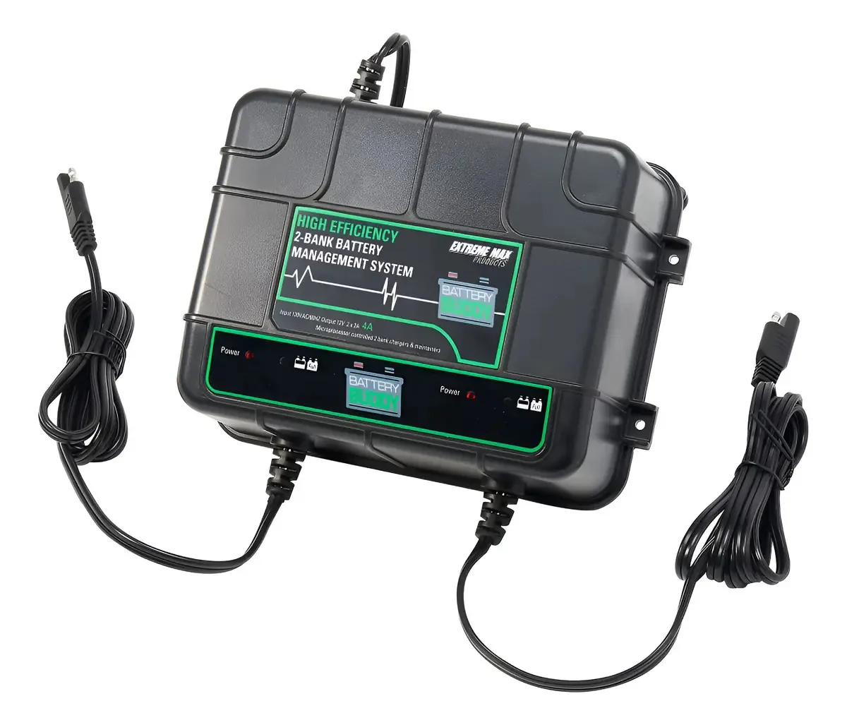 Máximo extremo. Carregador de bateria Battery Buddy 2 Bank. Carregador colorido de 2 bancos