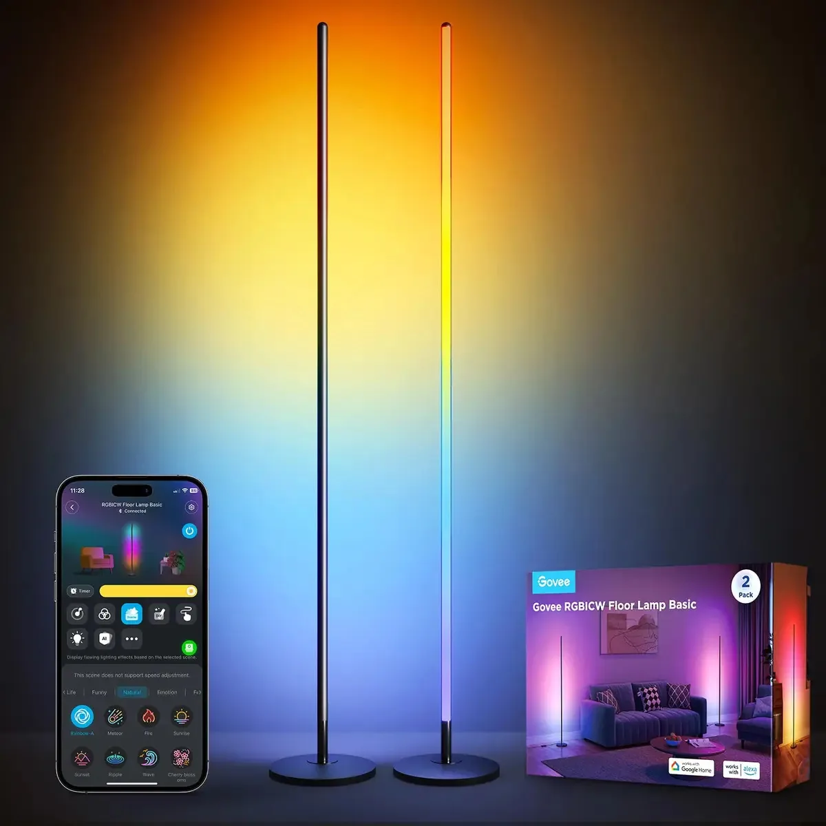 Govee Rgbic pacote de 2 luminárias de chão lâmpada LED C