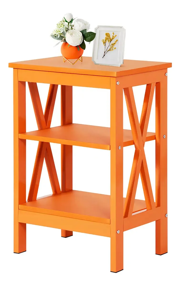 Mesa lateral Vecelo com prateleira de armazenamento, móveis