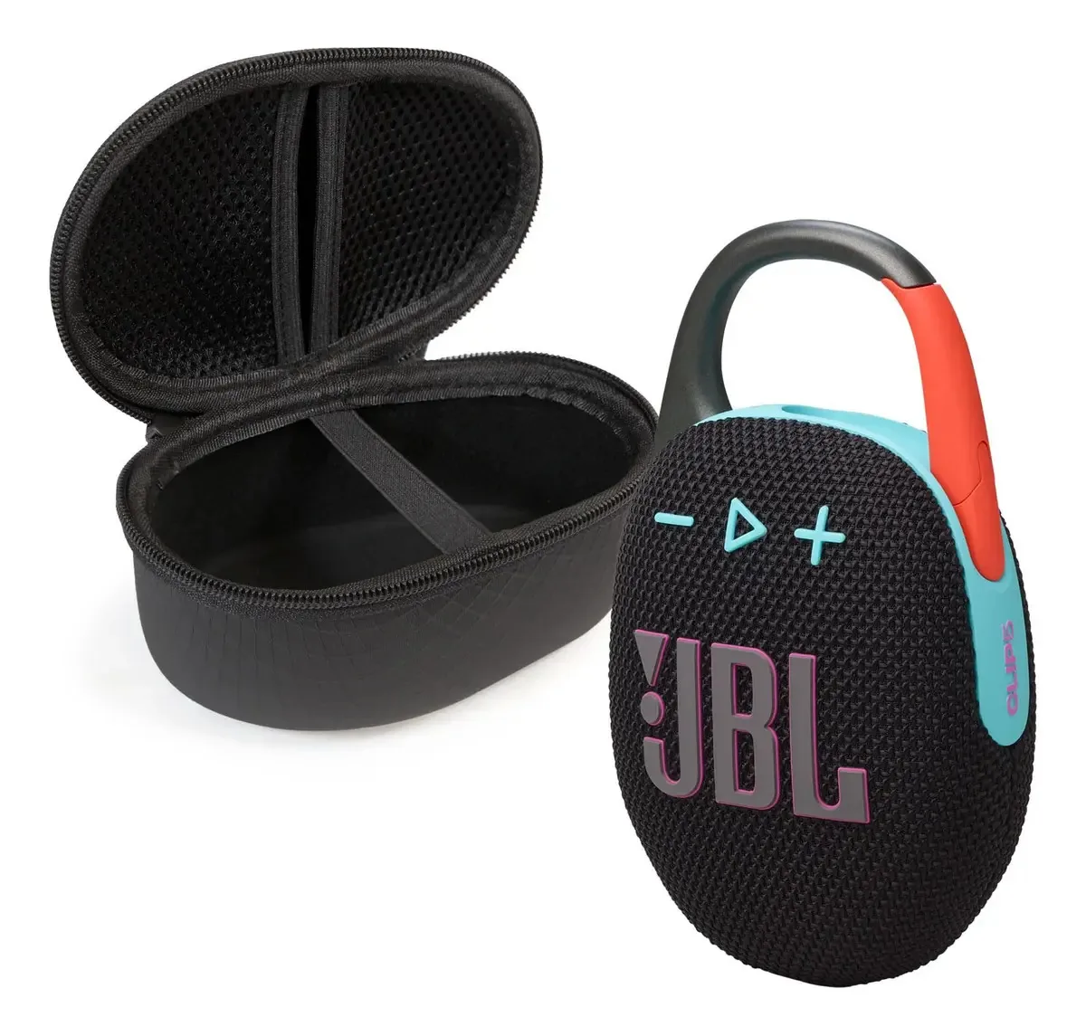 Alto-falante portátil JBL Audio JBL Clip 5 com Bluetooth e Wi-Fi à prova d'água vermelho