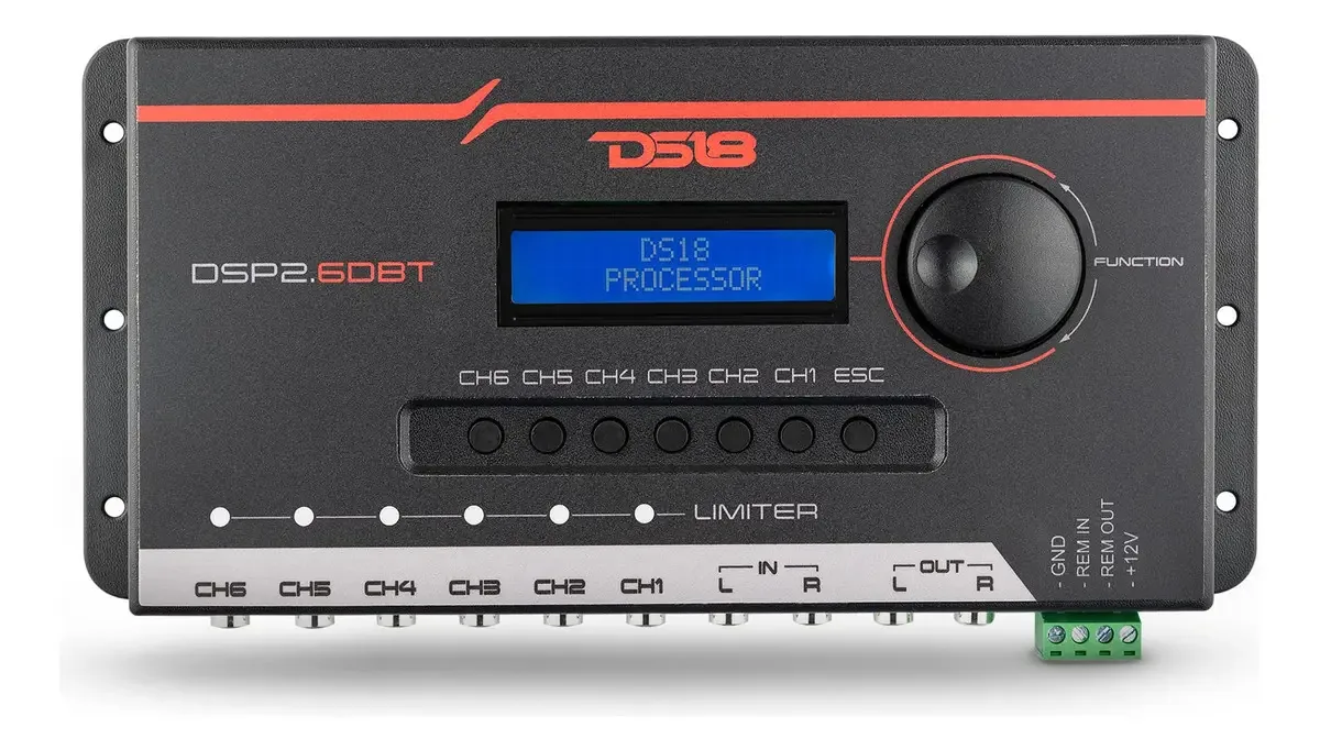 Processador de som digital Ds18 DSP2.6dBt de 2 canais e 6 canais