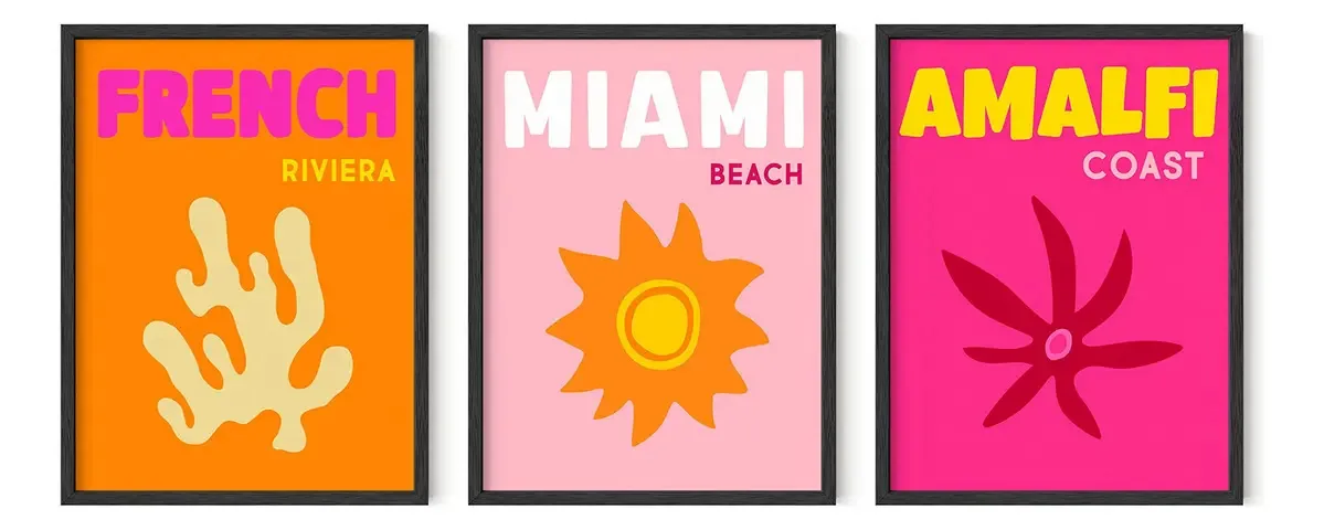 Conjunto de 3 impressões artísticas brilhantes da cidade de 12