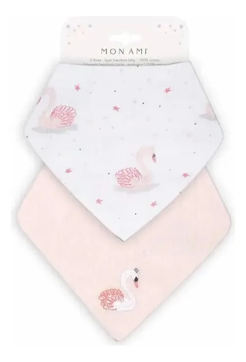Conjunto de babadores para bebês Mon Ami French Swan, pacote com