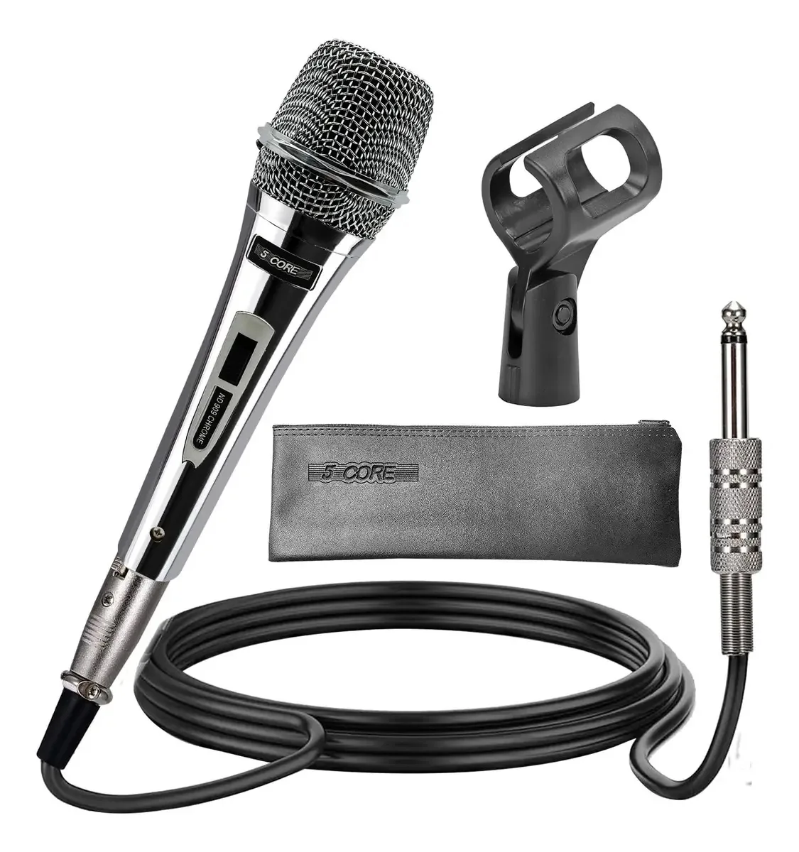 Microfone portátil de 5 núcleos com cabo, microfone unidirecional