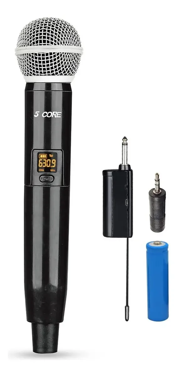 Microfones sem fio de 5 núcleos Microfone dinâmico preto. Microfone portátil Color 1