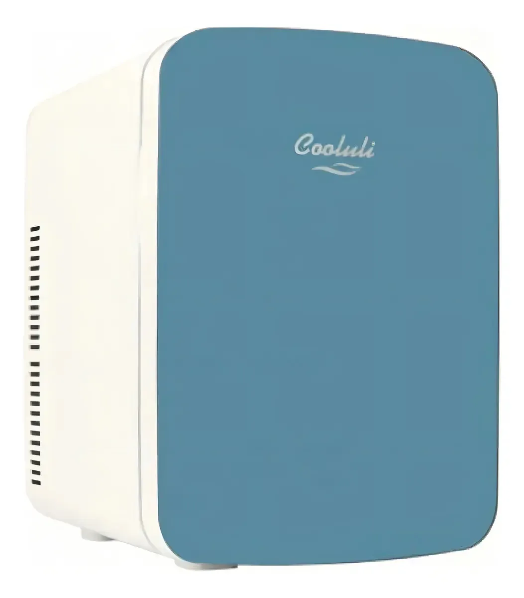 Mini refrigerador Cooluli de 15 litros para quarto, azul/retalhos