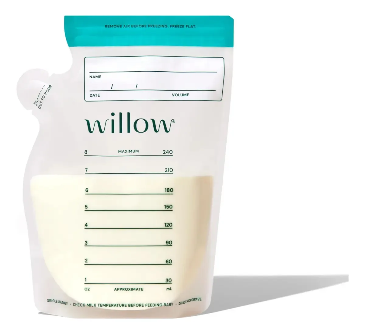 Sacos De Armazenamento De Leite Materno Willow 240 Ml 100 Qu