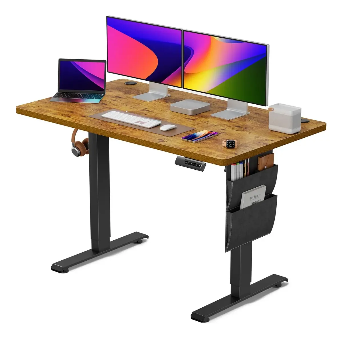 Mesa de pé Totnz com altura ajustável, mesa de pé elétrica Cor: rústico