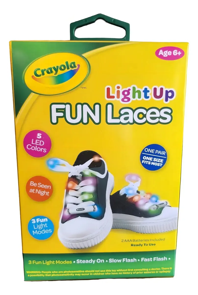 Cadarços Divertido Iluminação Led Crayola Light Up Fun Lacen Branco