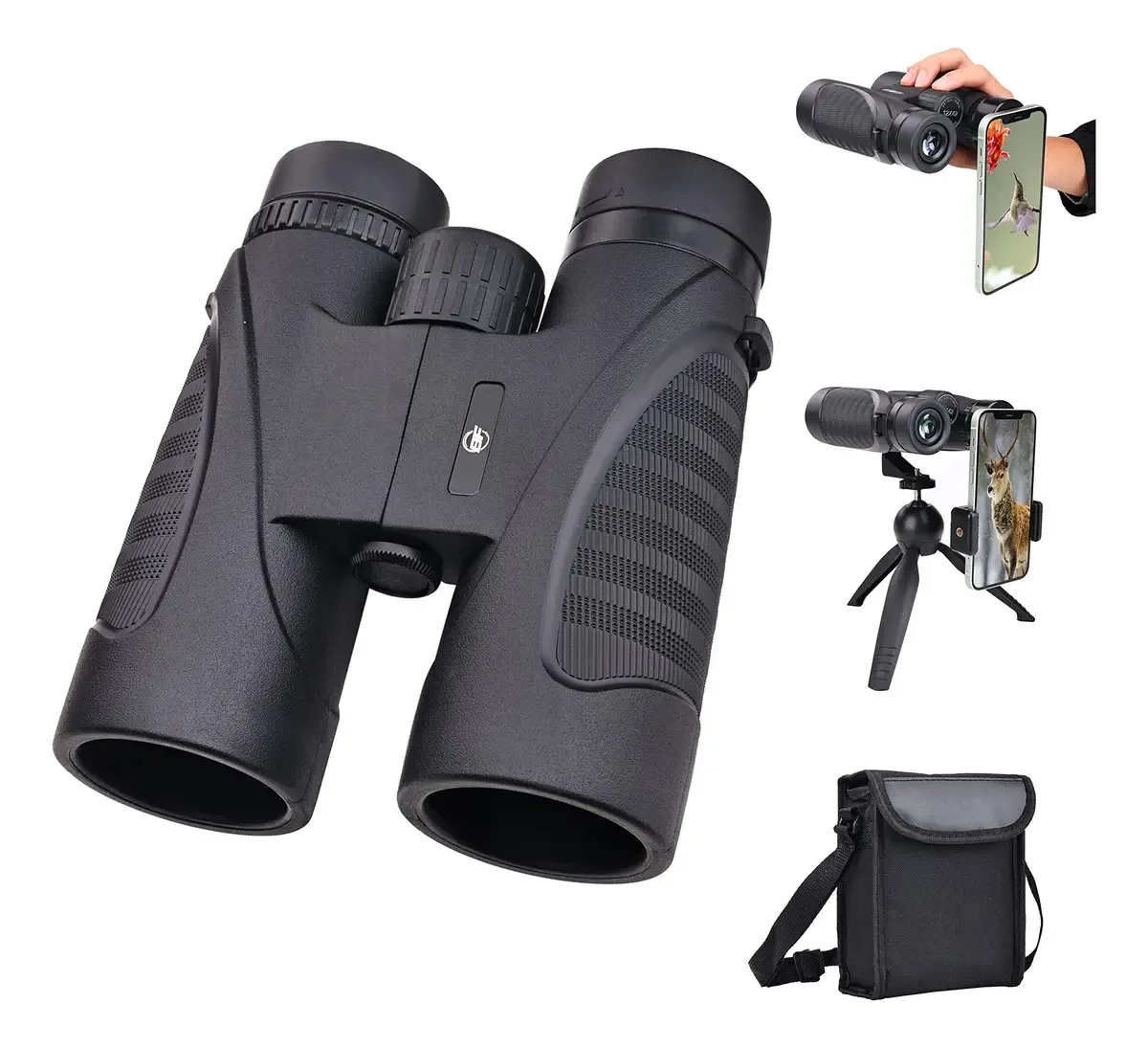 Binóculos de alta definição 12x42 com adaptador e bolsa