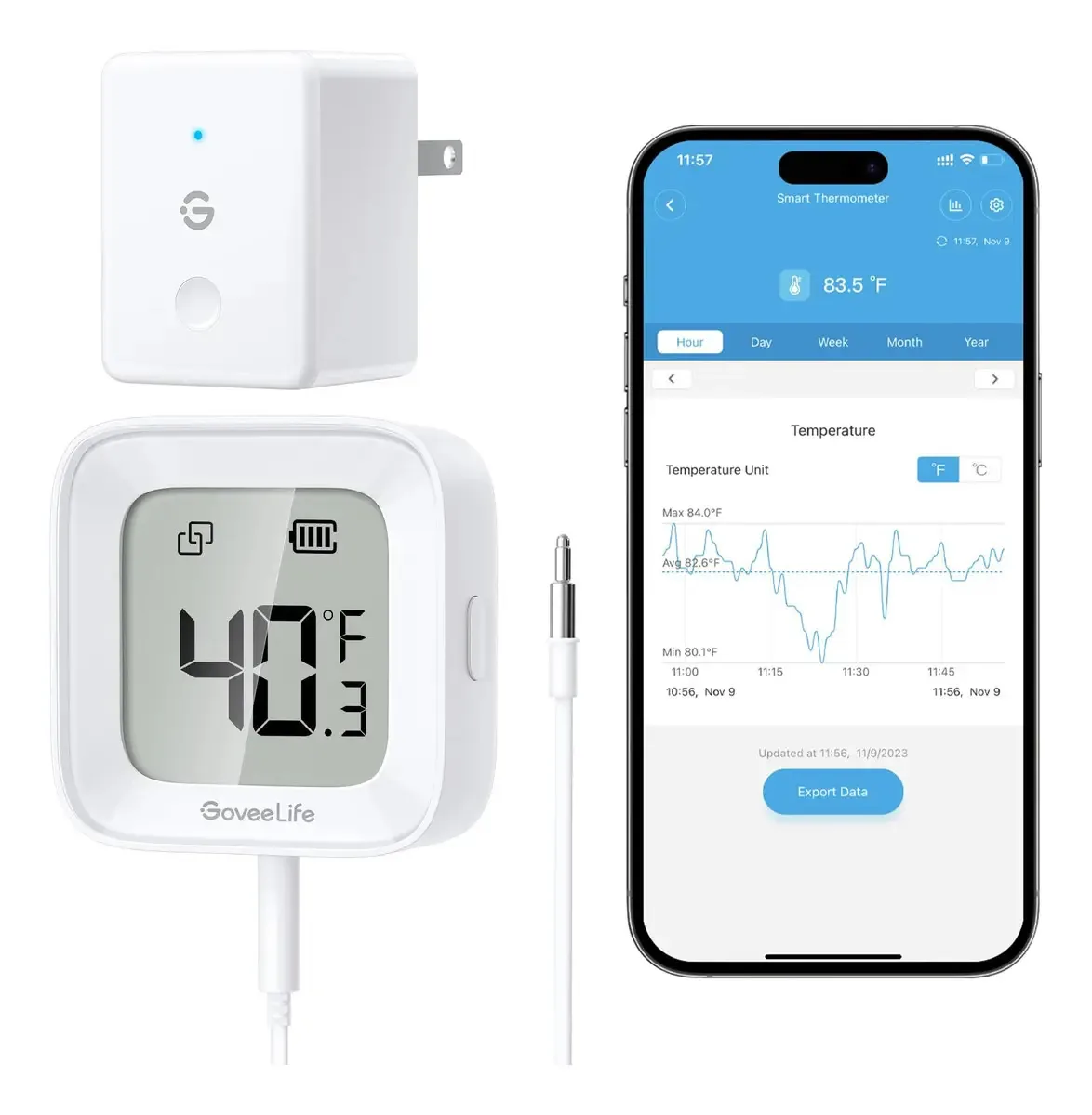 Alarme de termômetro Wi-Fi Goveelife para freezer, Aplicac