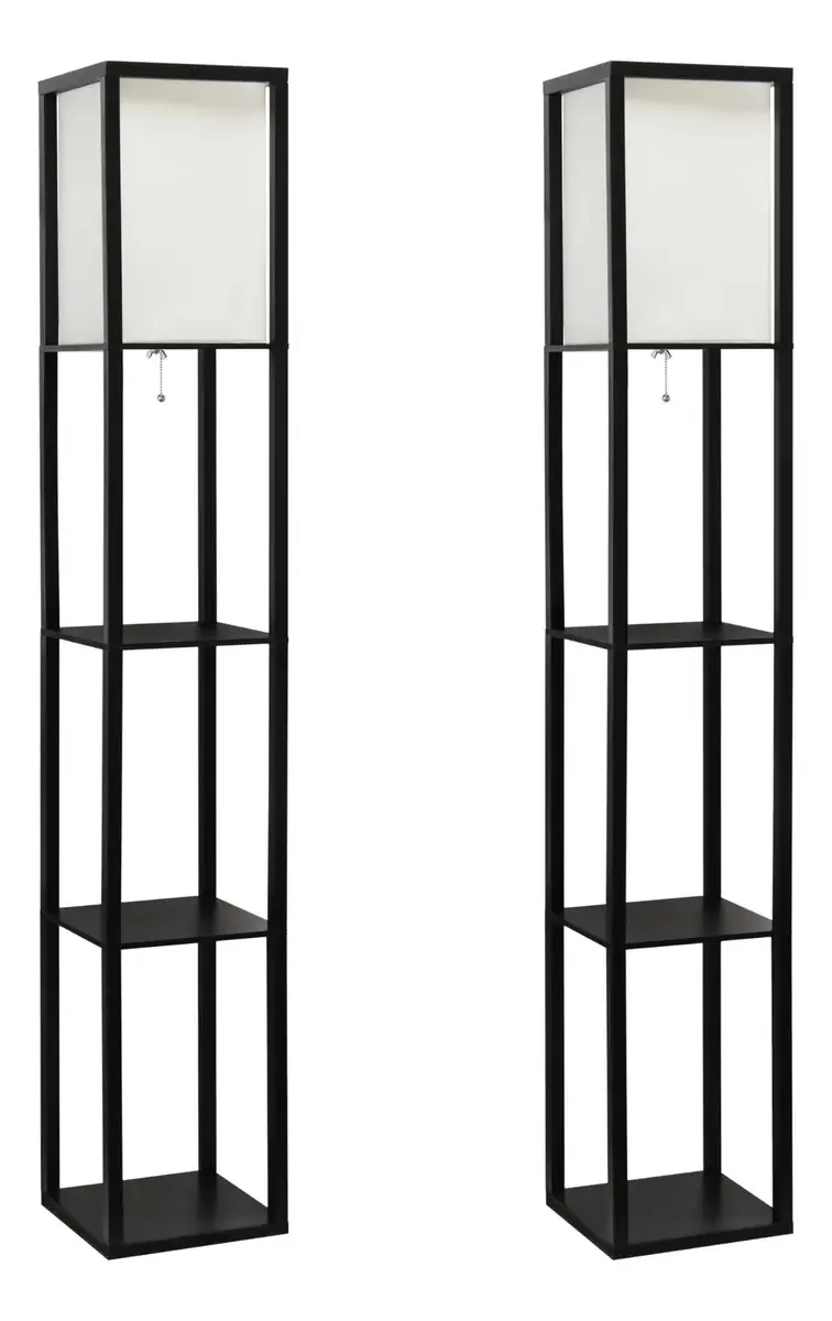 Simple Designs LF-BLK-2pk - Conjunto de 2 luminárias de chão