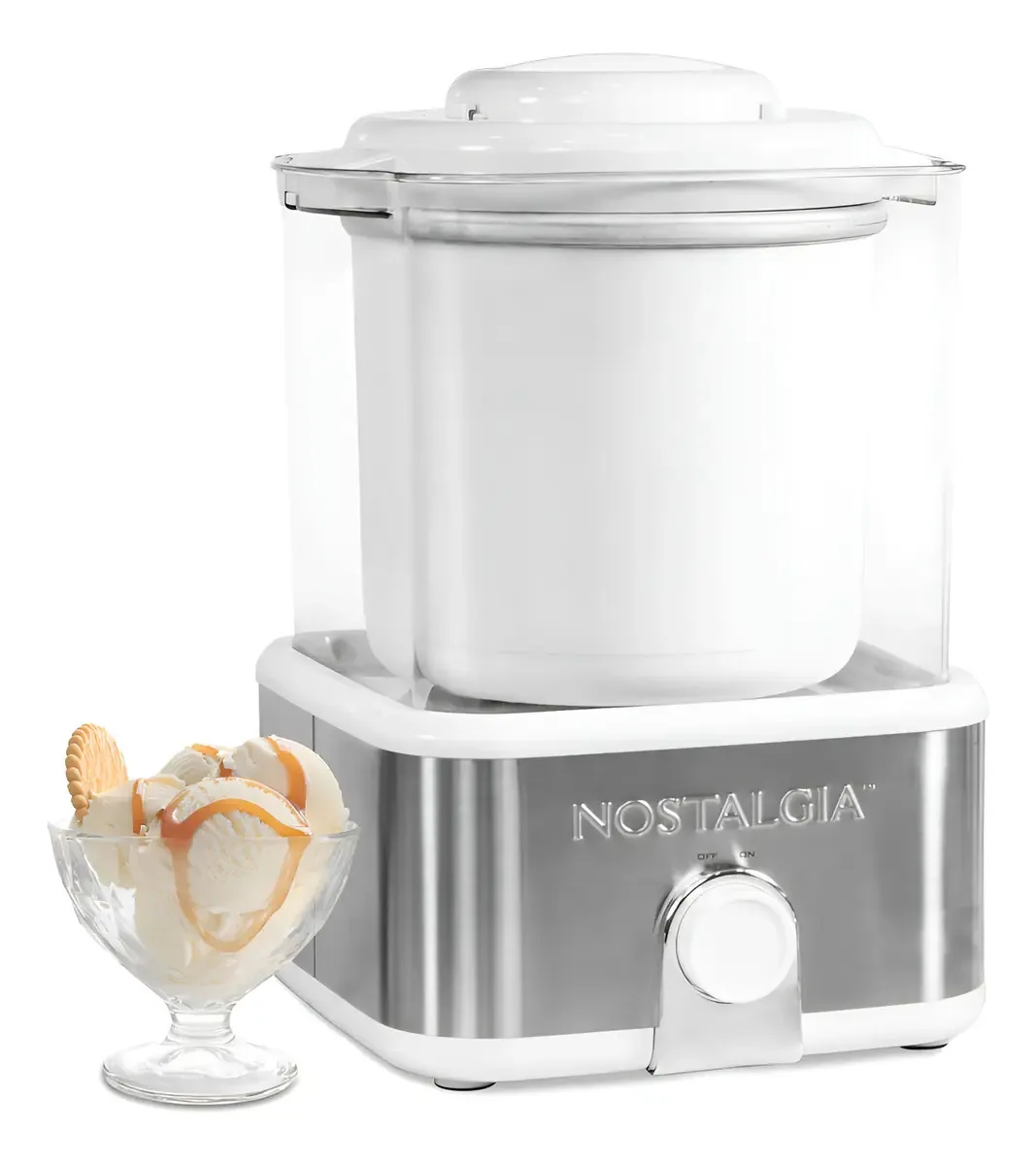 Máquina de sorvete elétrica de aço inoxidável branco de 2 litros