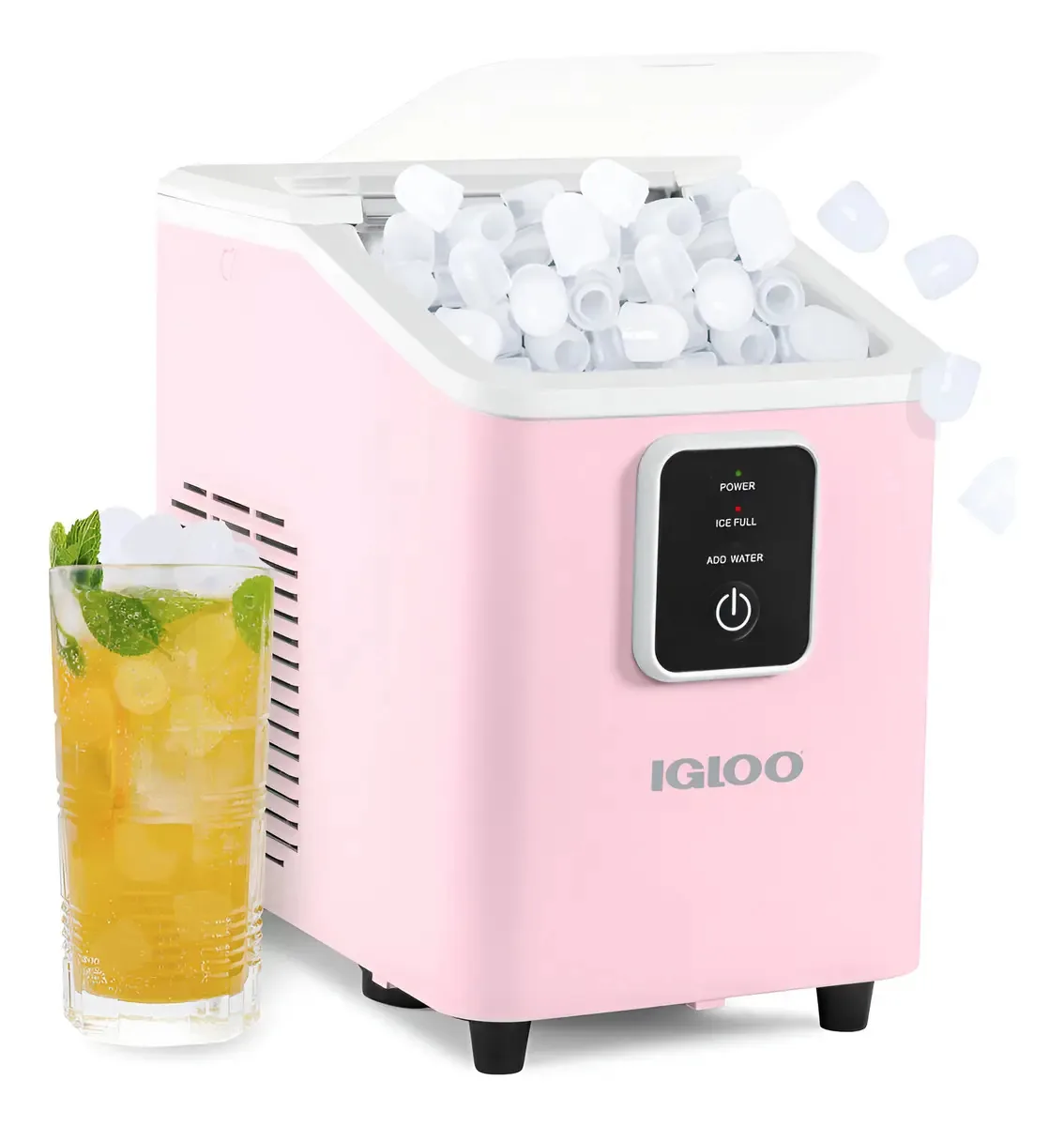 Máquina de gelo portátil autolimpante rosa diária de 26 libras