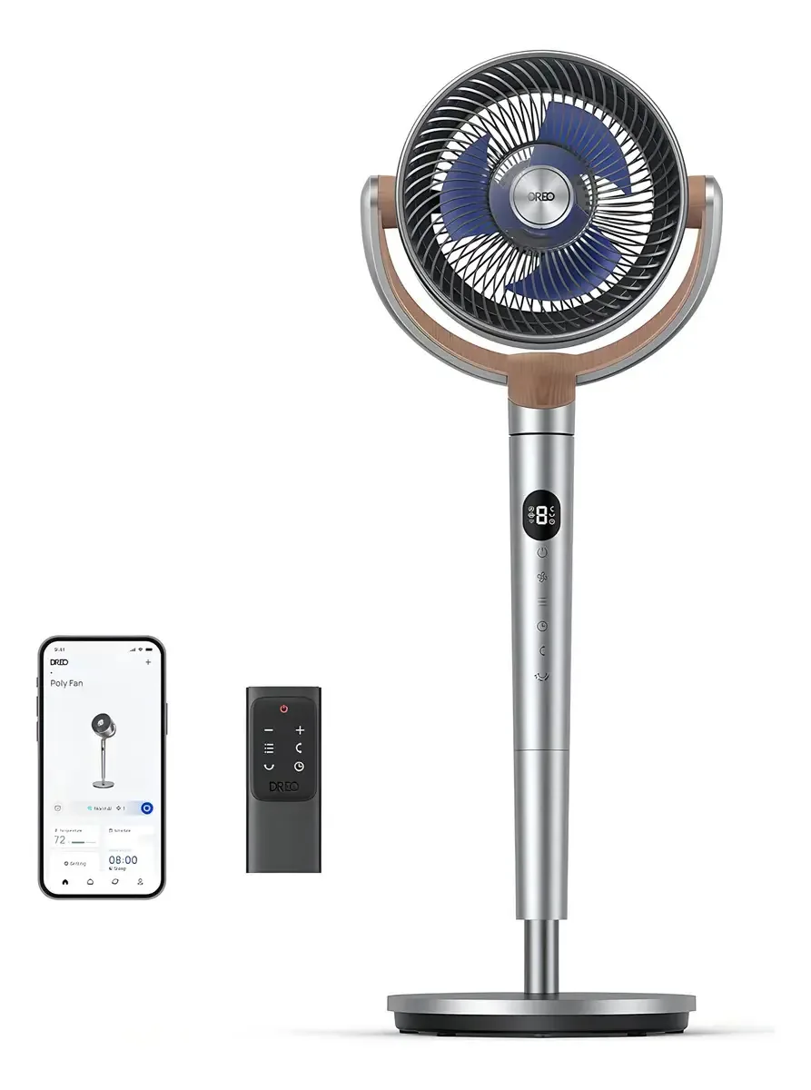 Ventilador De Piso Dreo, Ventilador De Piso Oscilantes Intel 1.01 M Prateado Azul Plástico
