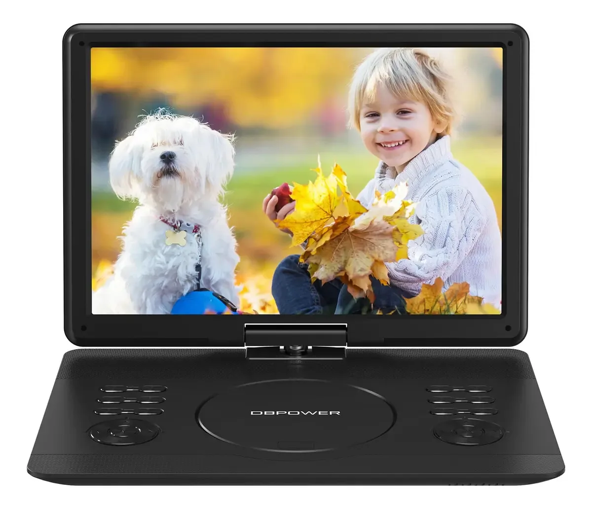 Dbpower Reprodutor De DVD Portátil De 16.9 Polegadas Com Tela Giratória HD Grande De 14.1 Polegadas, Compatível Com Cartão DVD/USB/SD E Múltiplos Formatos De Disco, Bateria Recarregável De 6 Horas