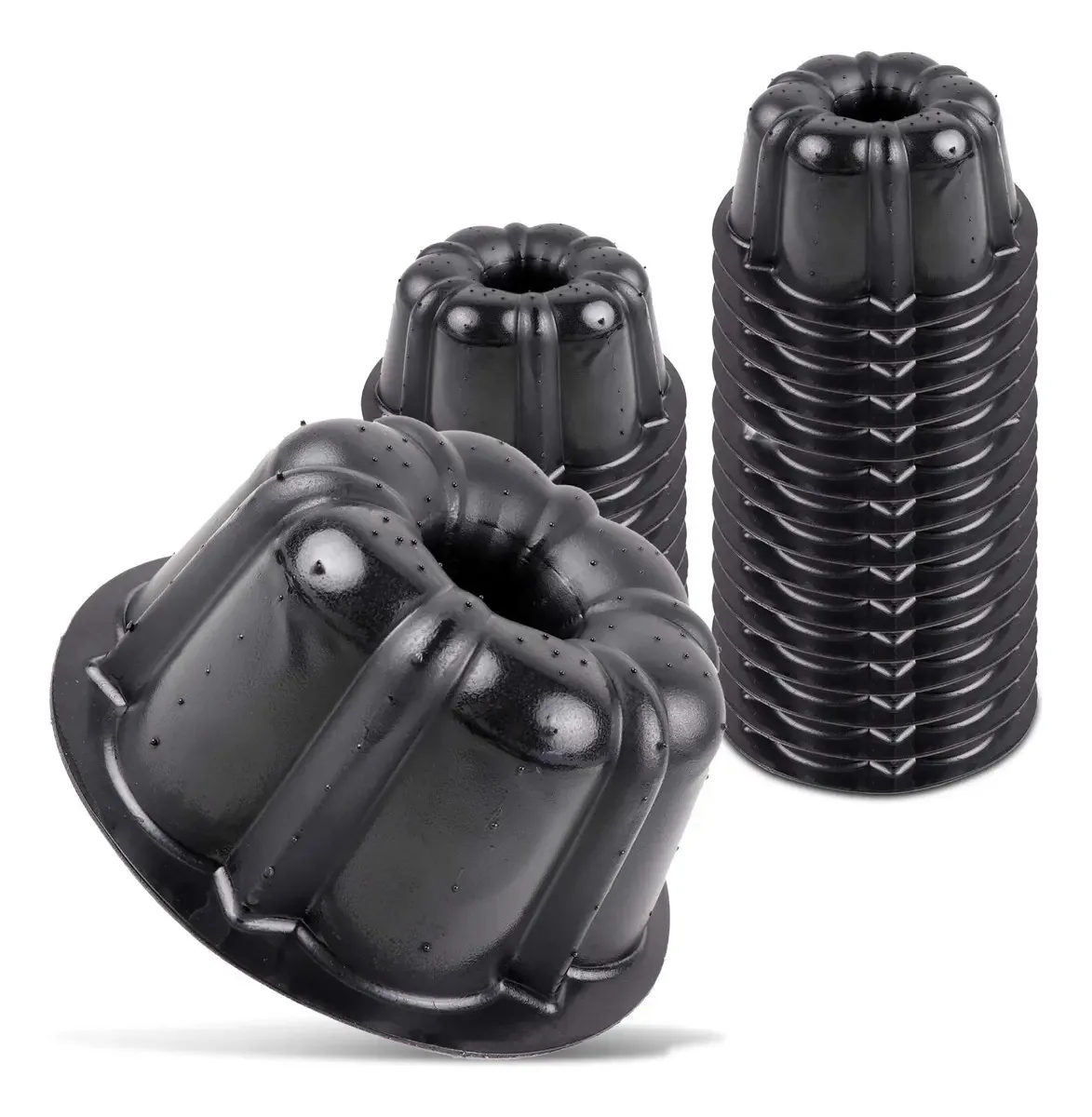 Molde de cozimento de plástico Ocream Mini Flan Mold. Cor: Preto