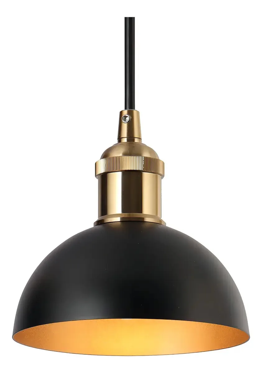 Luminária pendente Ksana preta e dourada, luminária suspensa moderna