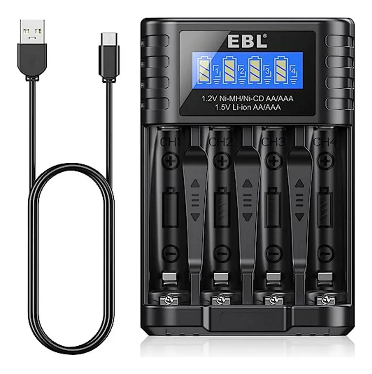 Carregador universal Ebl para baterias Aaa Aaa, carregamento rápido Ti