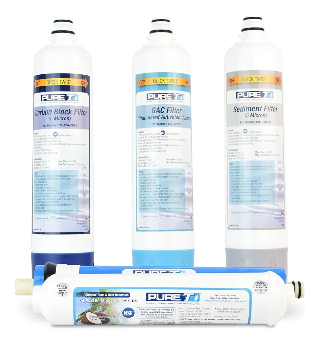 Conjunto de filtros Puret para o sistema de osmose reversa Ez