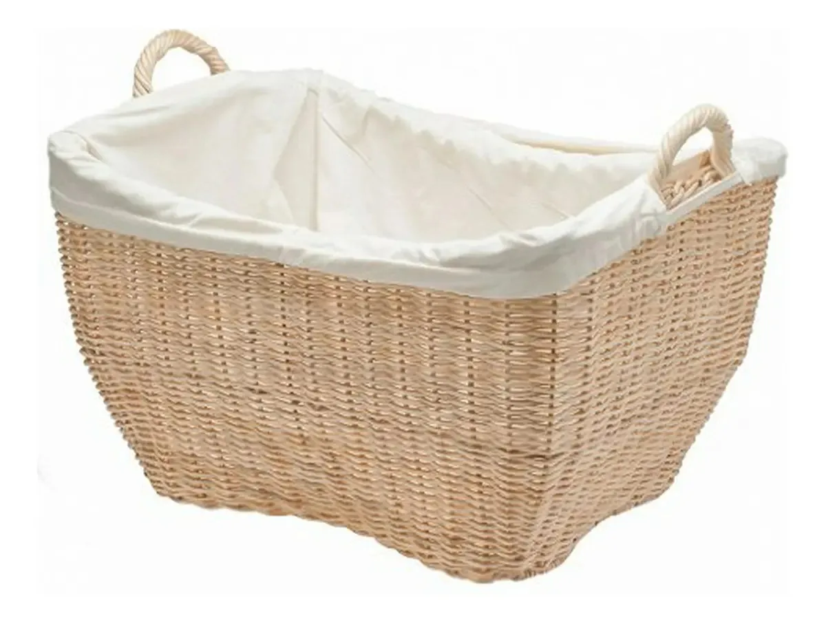 Cesto de roupa suja de vime com forro, cor natural, 21 5 x 16