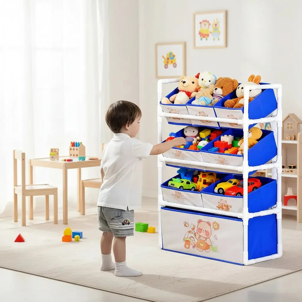 Organizador de brinquedos Bear Drinks, 8 recipientes, azul