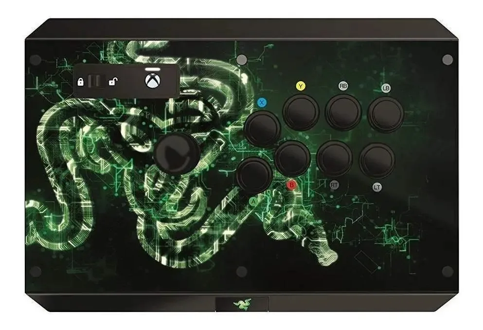 Controle Arcadde Razer Atrox preto e verde