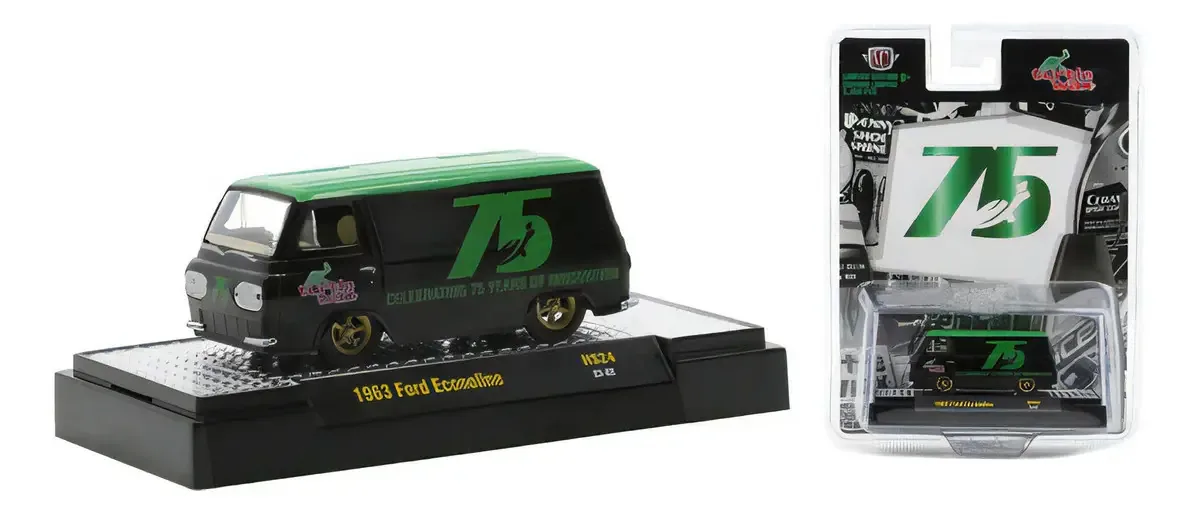 1963 Ford Econoline Hs24 Hobby Shop M2 Machines 1/64 Cor Preto