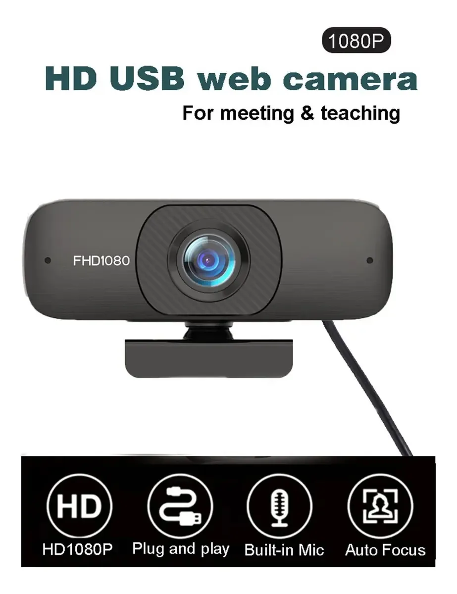 Webcam USB BNS7Fapq com foco automático, câmera web HD 1080p com microfone de computador, webcam para streaming de reuniões de negócios (cor: tipo 2)