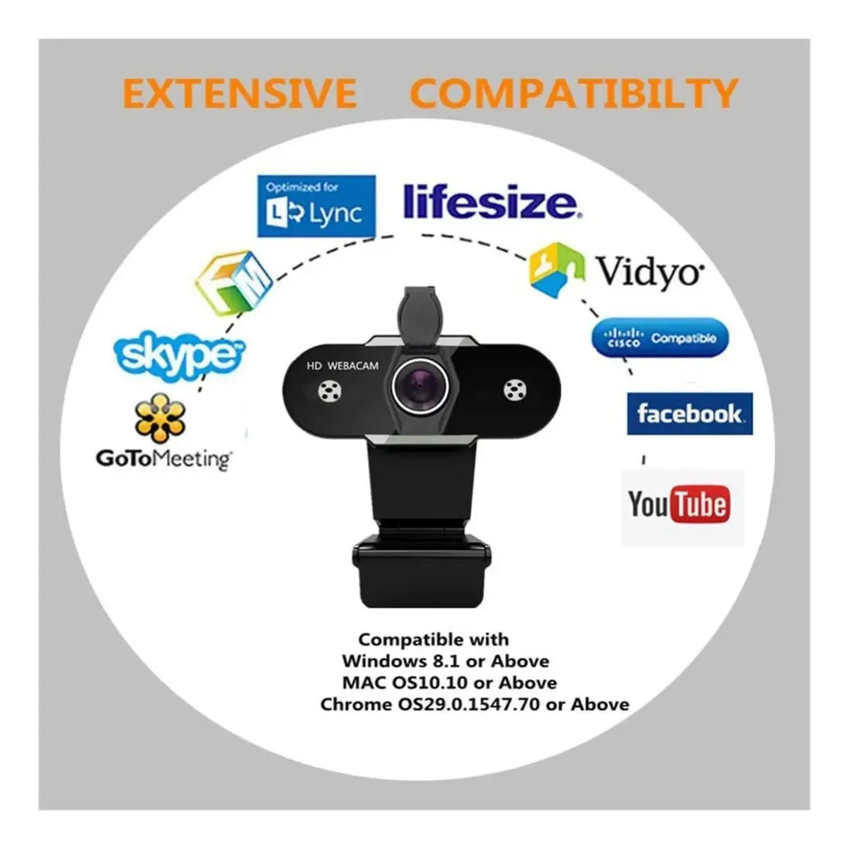 Webcam USB HD BNS7Fapq, capa de webcam 1080p 2k com microfone para PC, câmera de computador para vídeo, webcam para streaming, gravação de videochamada para jogos (cor: 1080p)