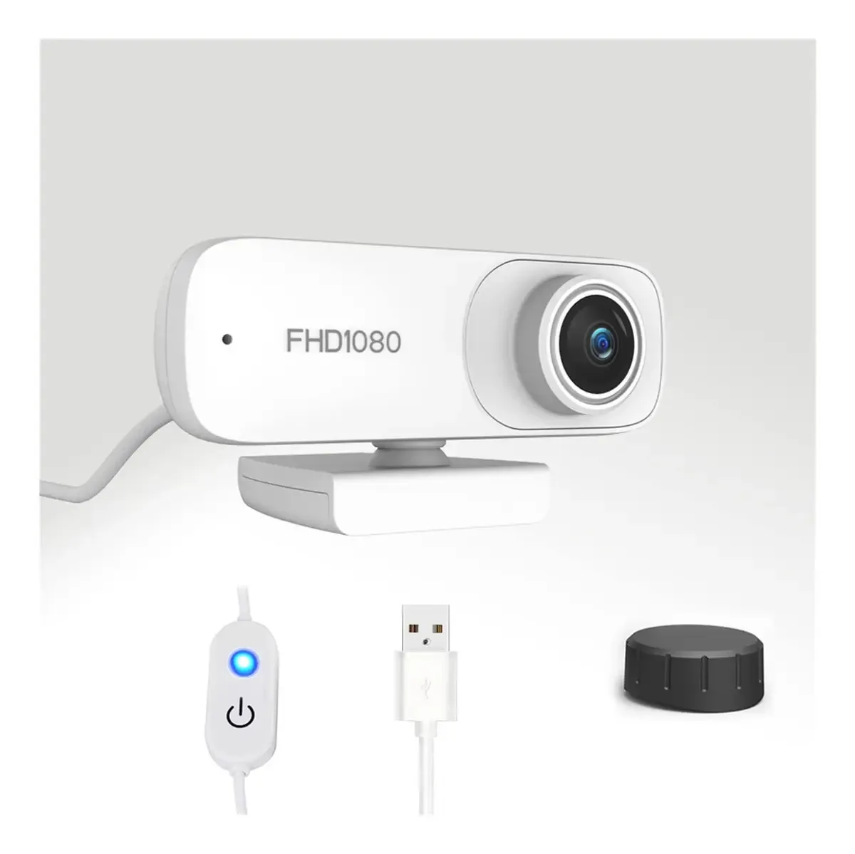 Webcam BNS7Fapq com foco automático de 1080p, capa de webcam HD com microfone para laptop, PC, câmera para videoconferência, streaming de videogame, gravação