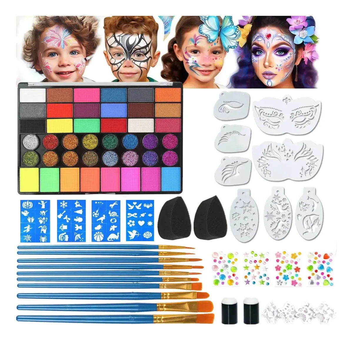 Kit de maquiagem, conjunto facial hipoalergênico, 42 cores, kit de 32 peças