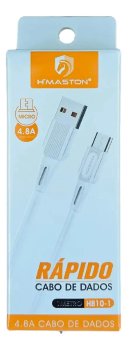 Cabo Dados V8 Celular Rapido Carregamento Turbo Hmaston Cor Branco