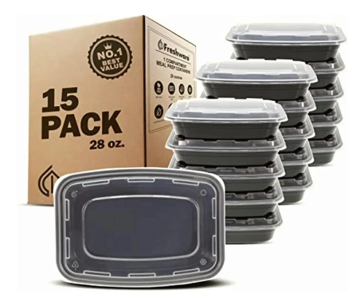 Recipientes para preparação de refeições Freshware [pacote com 15] 1 compartimento para alimentos