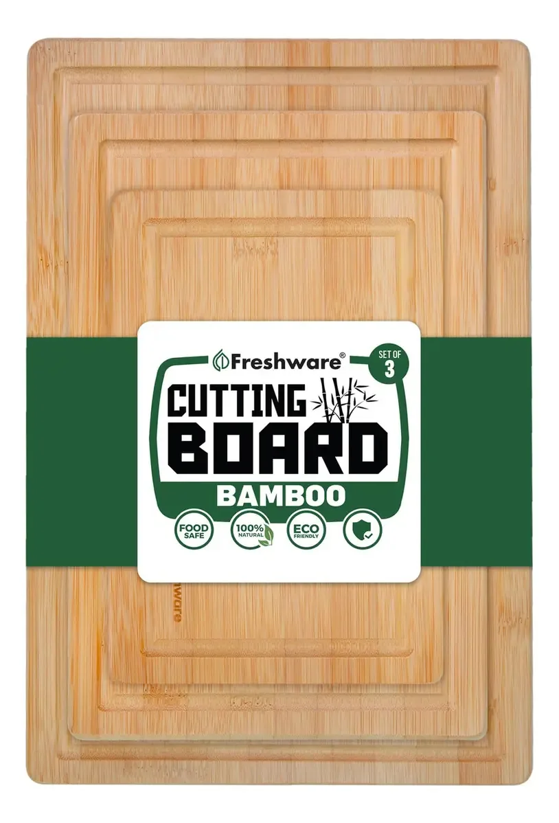 Tábuas de corte de cozinha de madeira Freshware, conjunto de 3