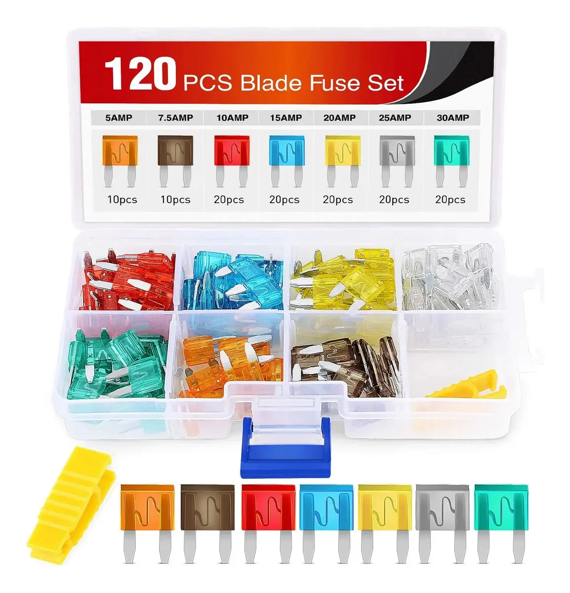 Adaptador de chave com 120 fusíveis coloridos variados