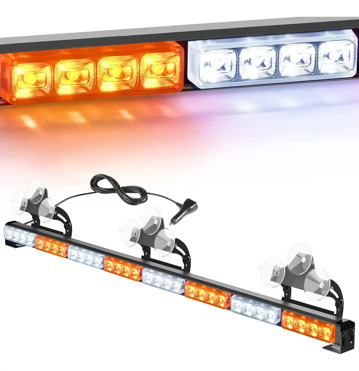 Barra de Luzes Estroboscópicas de Emergência Nilight Traffic Advisor, 35 Polegadas, 32 LED, 21 Padrões de Flash, Luzes de Advertência de Segurança Direcionais com Isqueiro