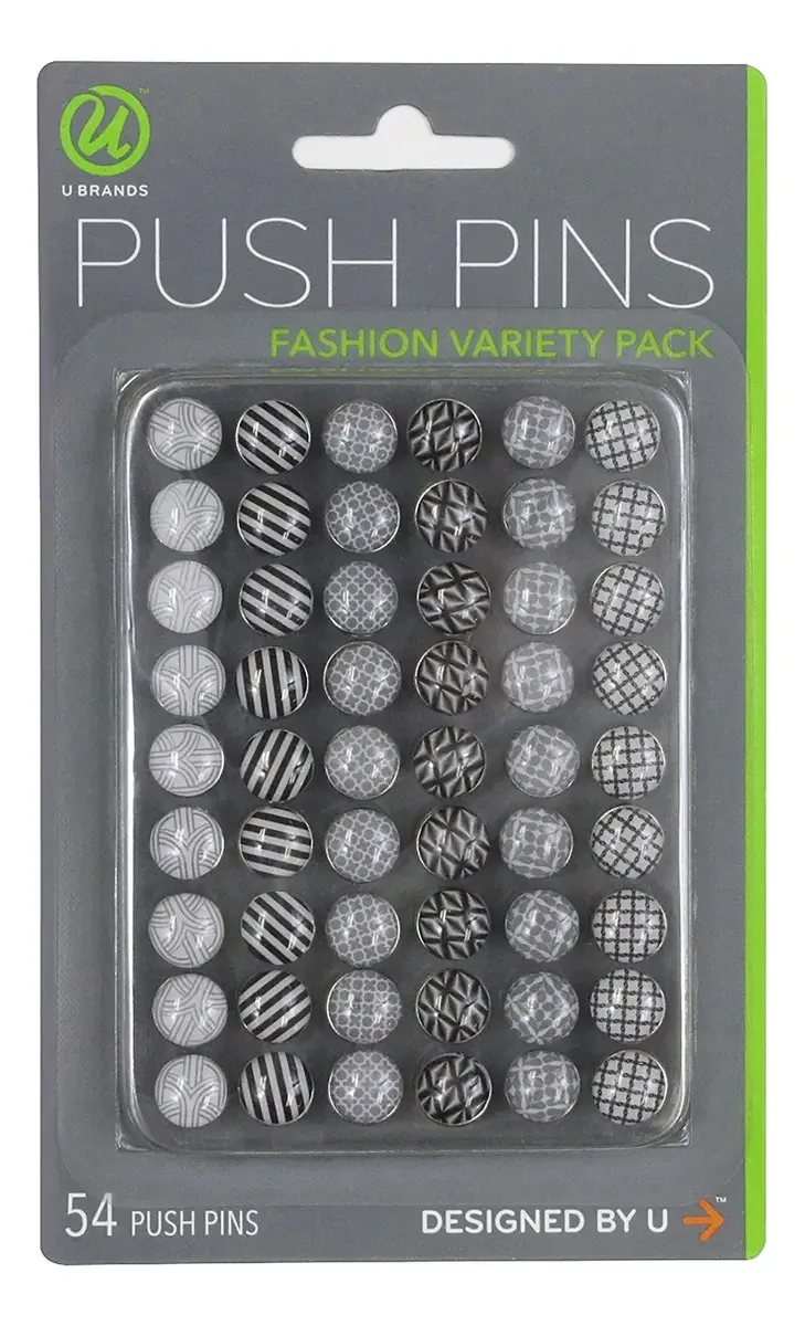 Tachinhas de aço modernas, cor: preto, branco, cinza, 54 unidades