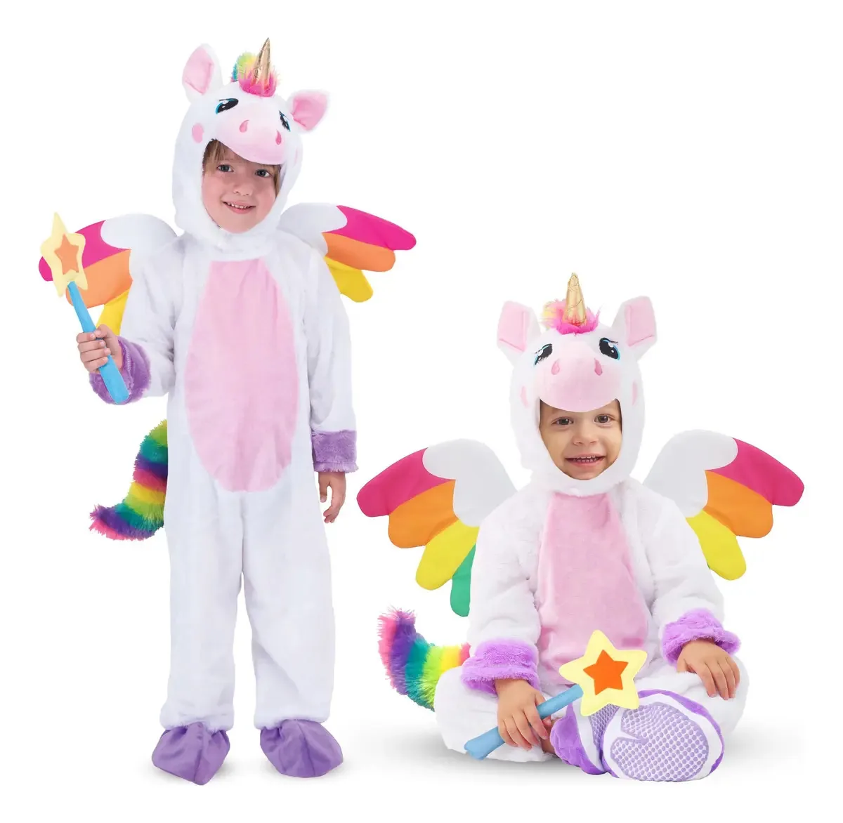 Fantasia de Unicórnio com Asas e Varinha para Crianças Halloween