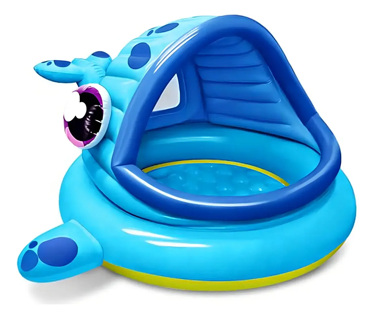 Piscina infantil inflável com guarda-chuva e design de bolas