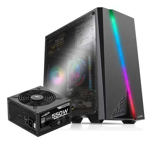 Gabinete Gamer Pc Sentey F10 Pro Rgb+ Fonte 550w 80 Plus F