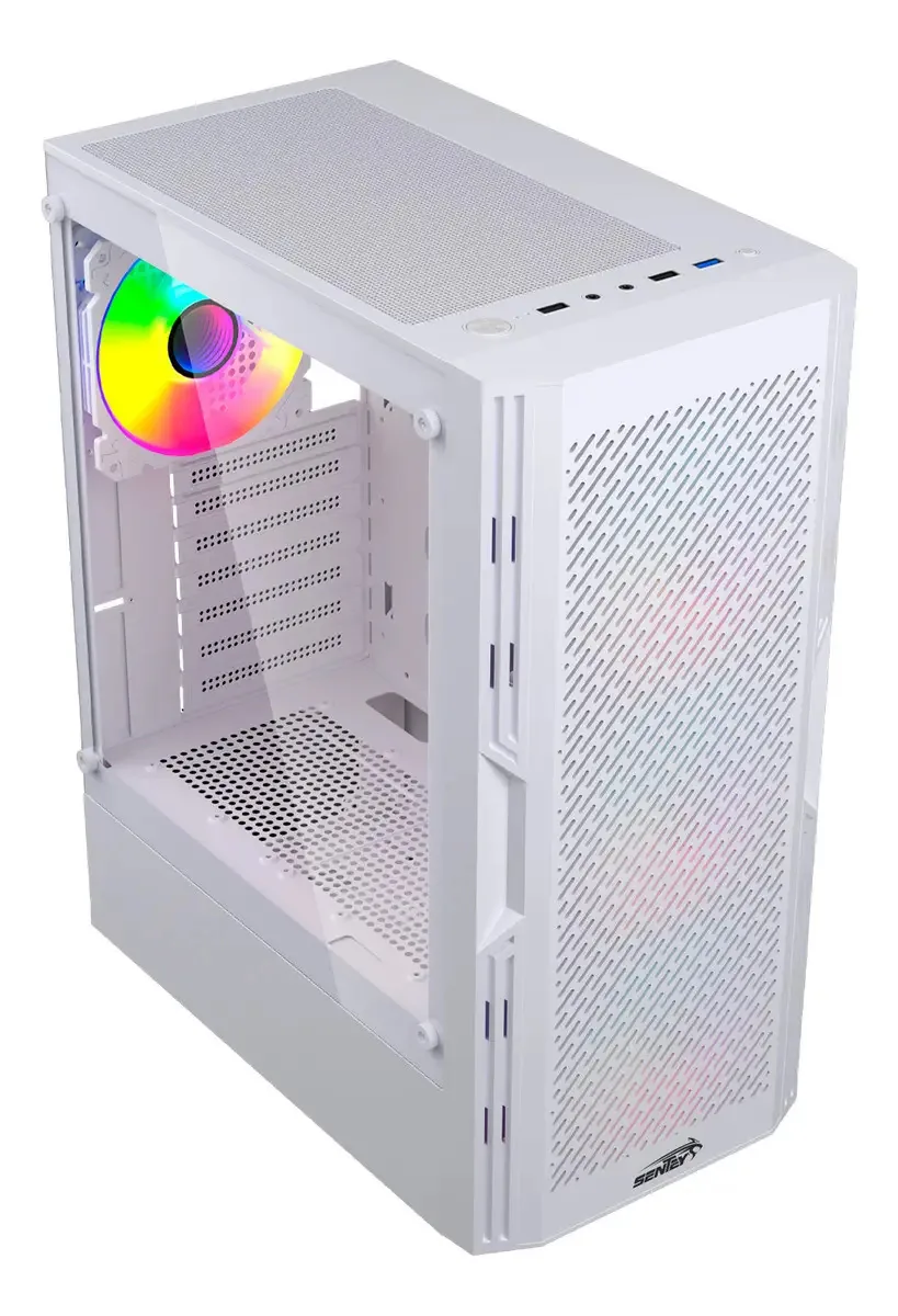 Ventilador Pc Gamer Sentey Hunter Cabinet Glass 4 Argb Aura Sync White