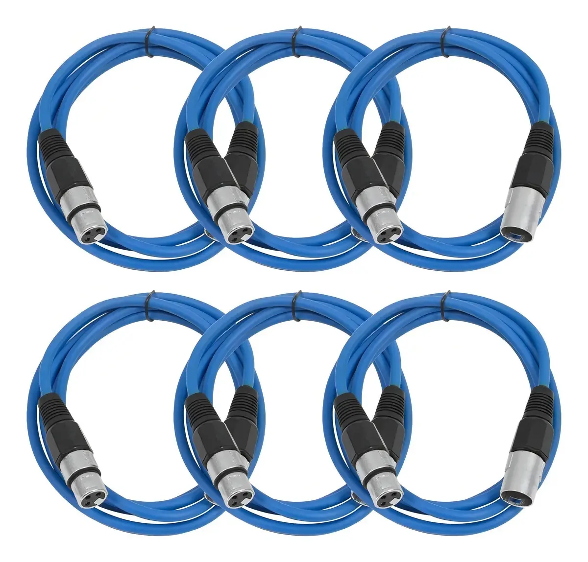 6 cabos de conexão de áudio XLR macho para fêmea | Azul
