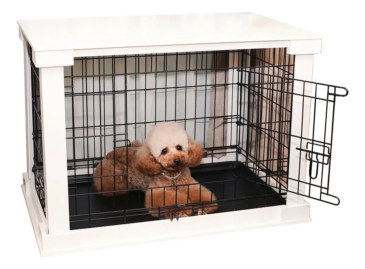Gaiola para cães em branco, estilo e funcionalidade