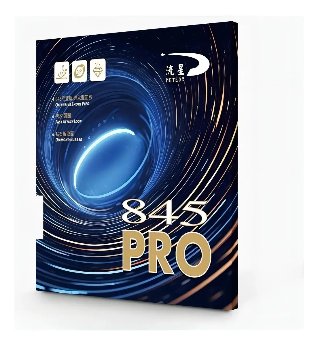 Meteor 845 Pro - Borracha Pino Curto Azul - Tênis De Mesa