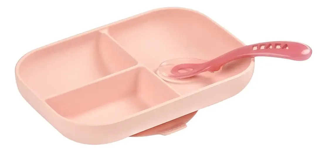 Conjunto de placas divididas de sucção de silicone Beaba, prata
