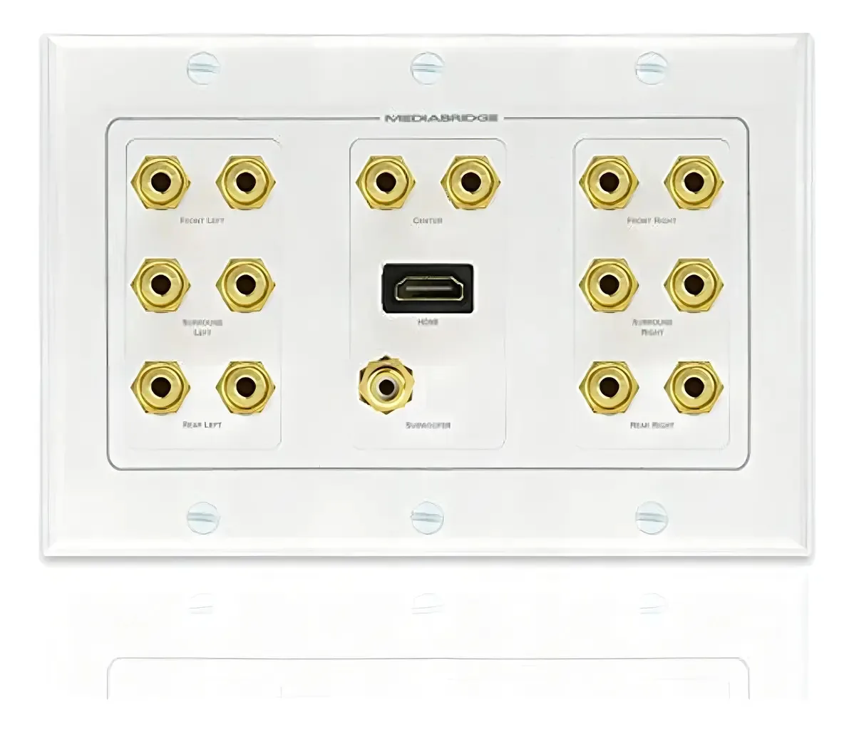 Placa de parede para home theater Mediabridge com postes universitários