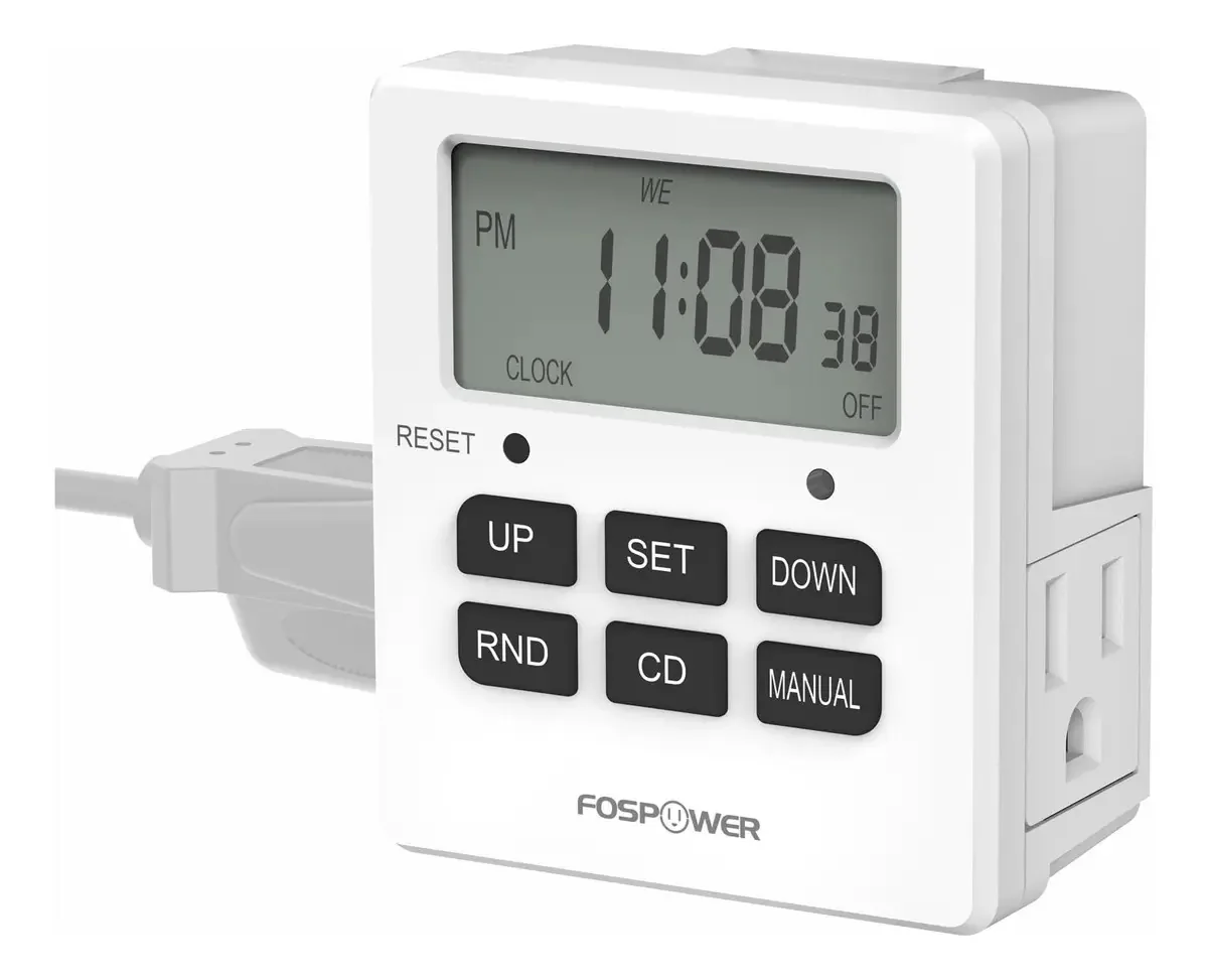 Temporizador elétrico FosPower, temporizador digital, 7 dias, 0V, 0 programas